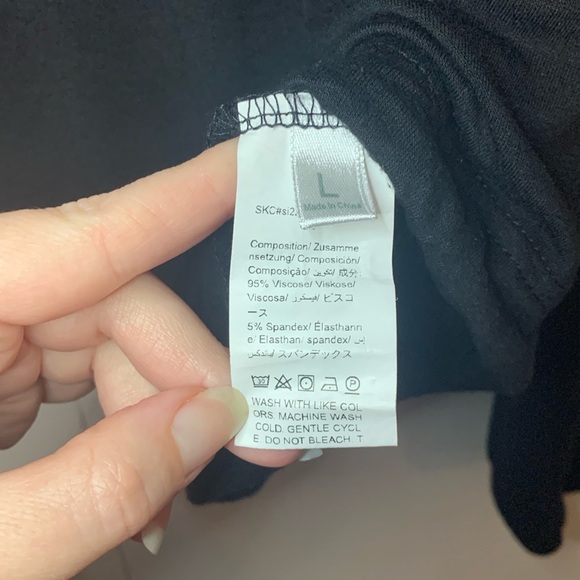 SHEIN Black Long Sleeve Drawstring Tie Bottom Top - Picture 7 of 8